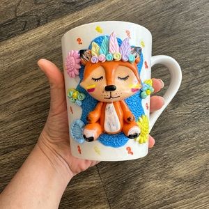 Fox pottery mug, fox mug handmade, Indian fox gift for everyday, handmade